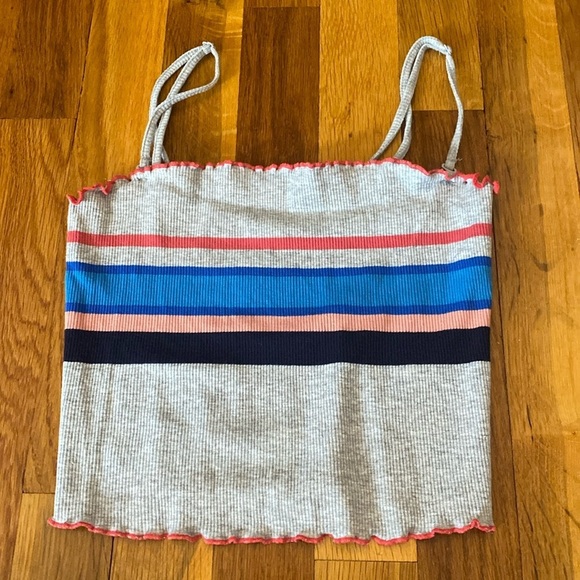 PacSun Women’s Gray Crop Top With Colored Stripes Size S - Picture 1 of 6